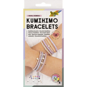 folia Kumihimo vriendschapsarmbanden set, pastel rainbow, 16-delig