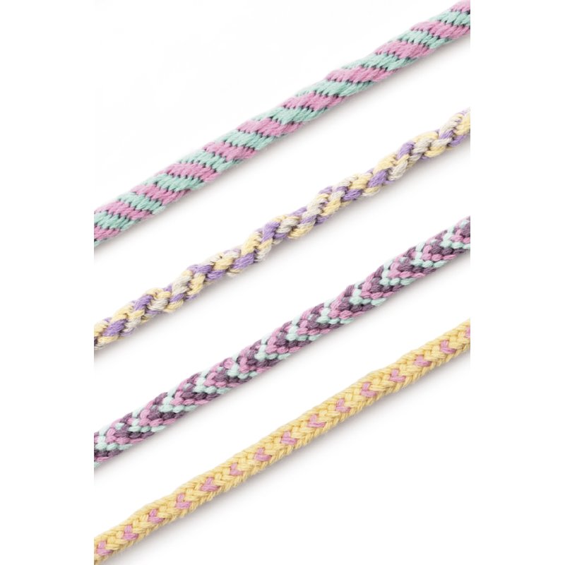 folia Kumihimo vriendschapsarmbanden set, pastel rainbow, 16-delig
