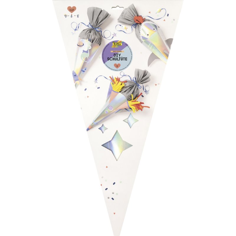 folia knutselpakket schooltas SPACE SCHOOL, 3 motieven, ruimte thema