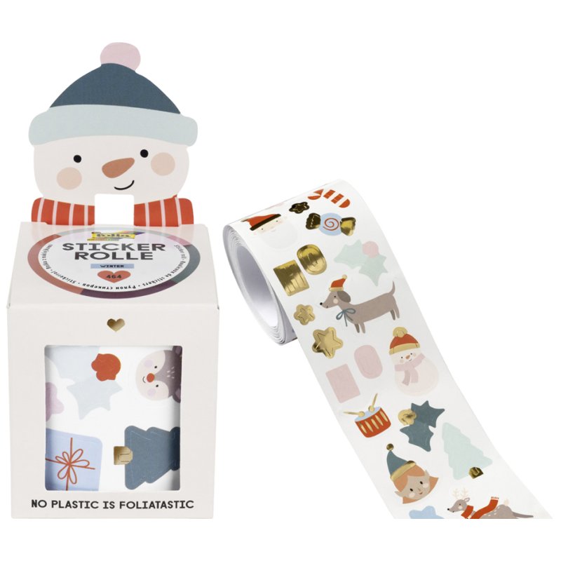 folia winterstickervellen op rol, hot foil goud, 464 stickers, 4 meter
