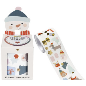 folia winterstickervellen op rol, hot foil goud, 464 stickers, 4 meter