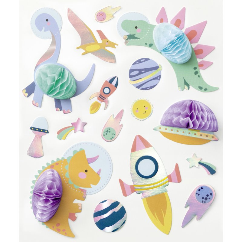 folia stickers DINO, 140×165 mm, 15 stuks, iriserende hot foil