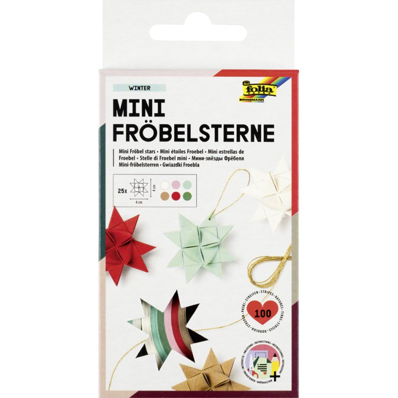 folia vouwpapierstroken voor mini sterren, 350×10 mm, pasteltinten, 100 stuks