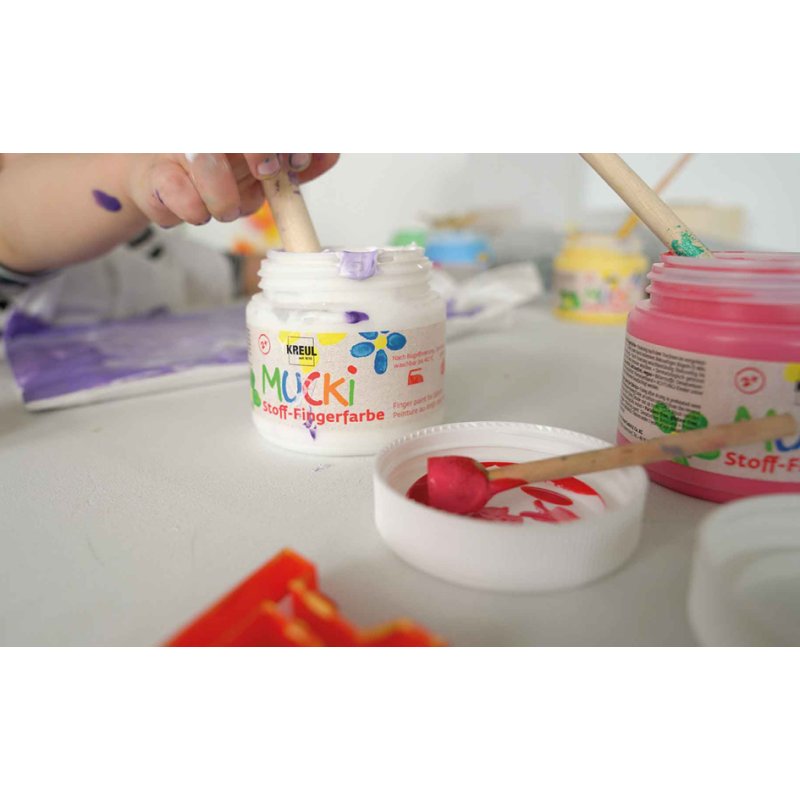 KREUL MUCKI finger paint for fabric, 6 colours, 150 ml