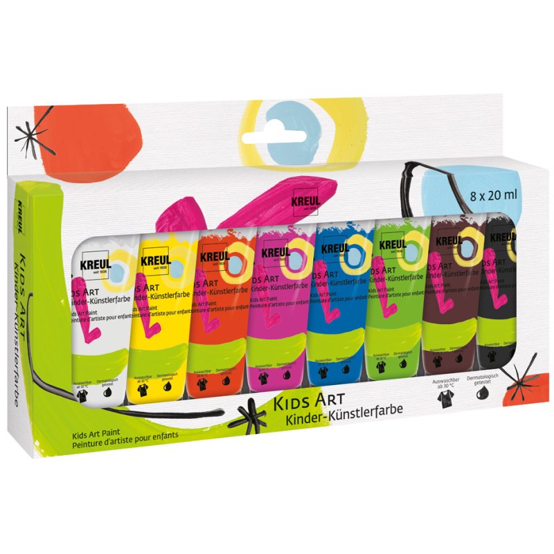 KREUL Kids Art children's tempera, 8 tubes of 20 ml, washable
