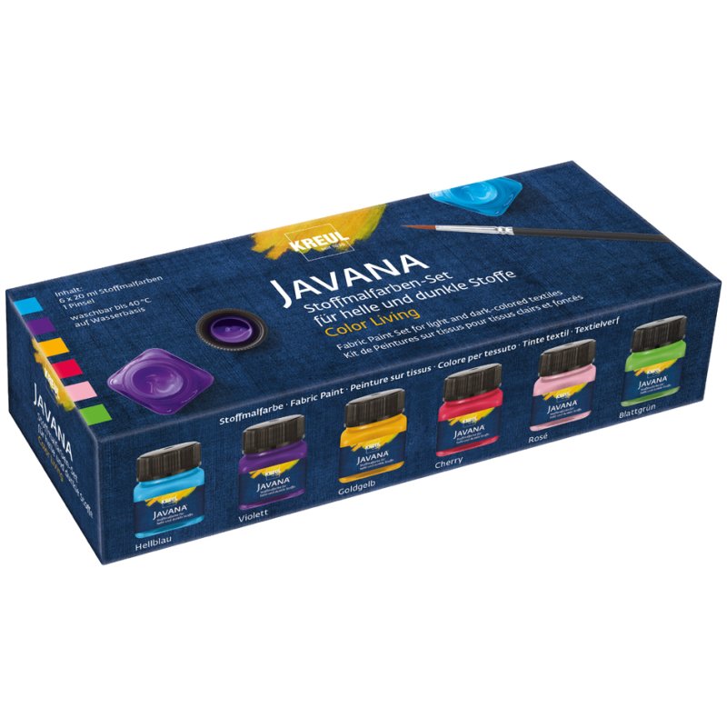KREUL textile paint JAVANA Color Living Set, 6 colours, 6 x 20 ml