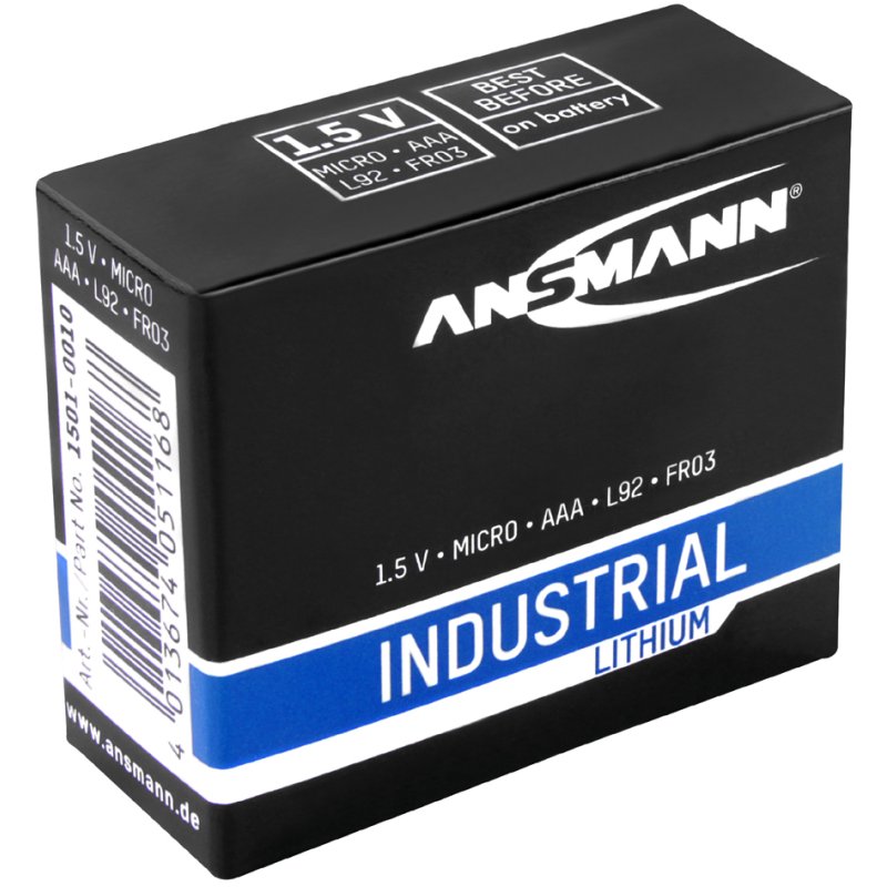 ANSMANN lithium batterijen Industrial AAA, FR03, 10 stuks
