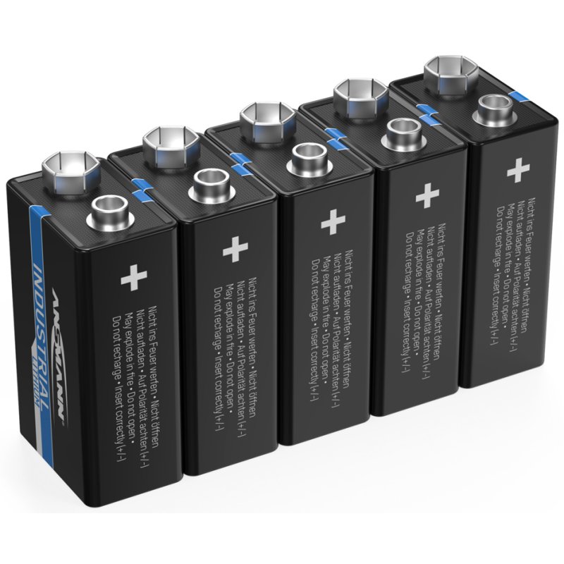 ANSMANN lithium blokbatterijen 9V, 5 stuks