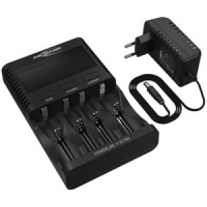 ANSMANN universele acculader Powerline 4 Ultra, zwart, LCD-display, overlaadbeveiliging