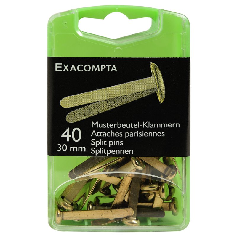 EXACOMPTA attaches parisiennes rondes, revêtement laiton, 30 mm, 40 pièces