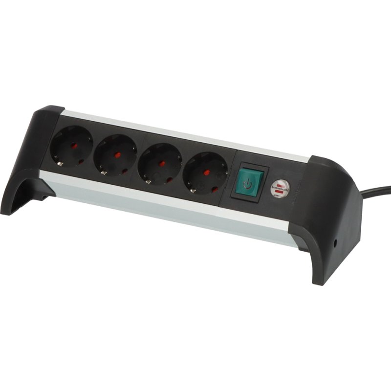 brennenstuhl bureau stekkerdoos Alu-Office-Line, 4-voudig, zilver/zwart, 1,8 m kabel