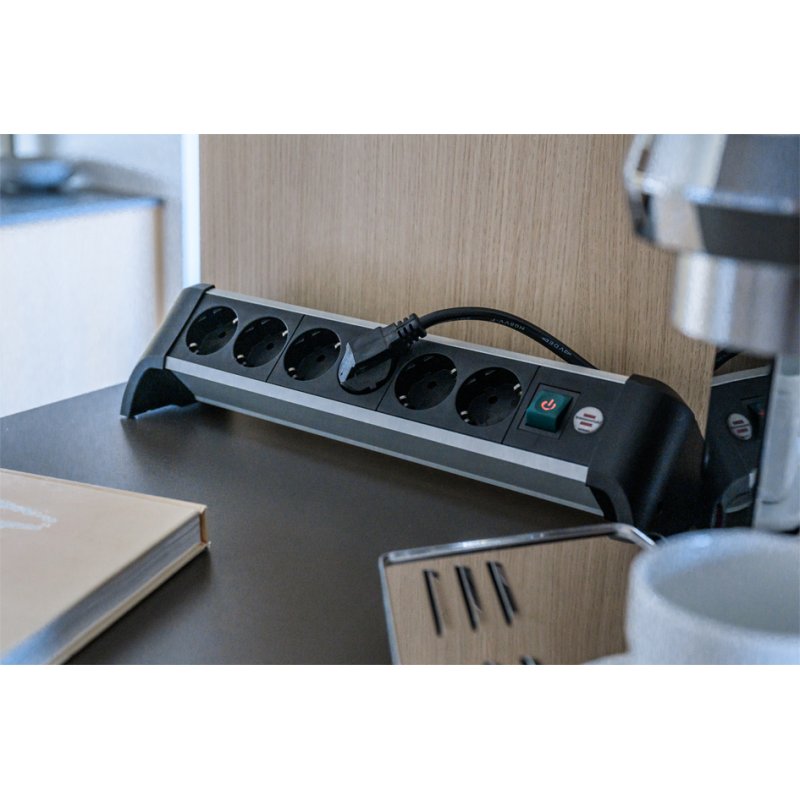brennenstuhl desk power strip Alu-Office-Line, 6-way, silver/black, 3 m cable