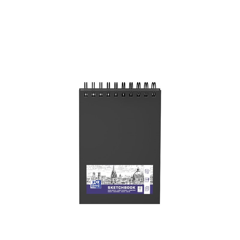 Oxford schetsboek spiraalgebonden A5, zwart hardcover, 50 vellen
