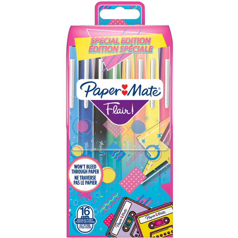 PAPER:MATE feutres Flair, 1,0 mm, assortiment de couleurs, 16 pièces