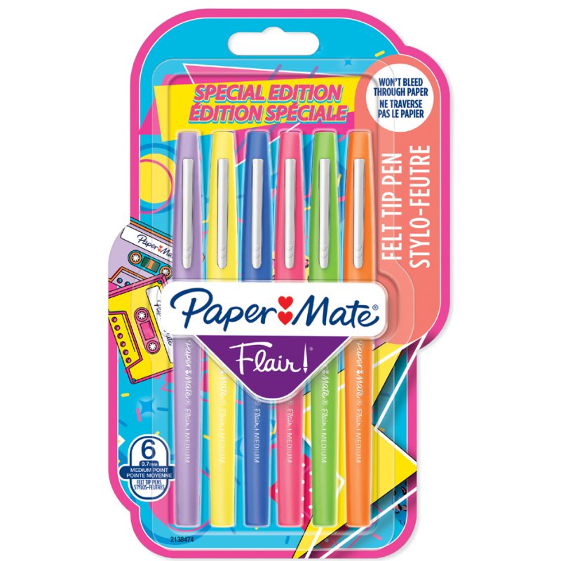 PAPER:MATE feutres Flair, 1,0 mm, assortiment de couleurs, 16 pièces