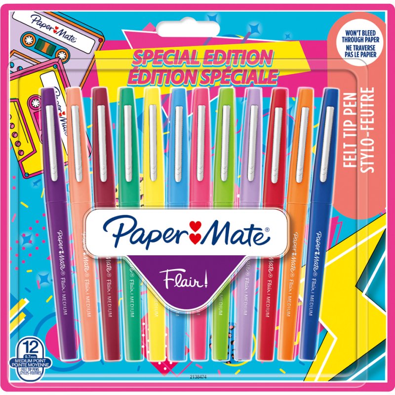 PAPER:MATE feutres Flair, 1,0 mm, assortiment de couleurs, 16 pièces