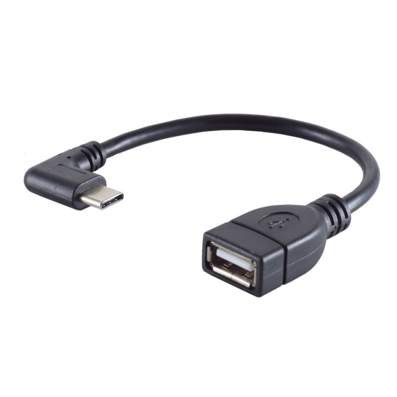 shiverpeaks USB-C to USB-A adapter, black, angled, 12 cm, 480 Mbit/s