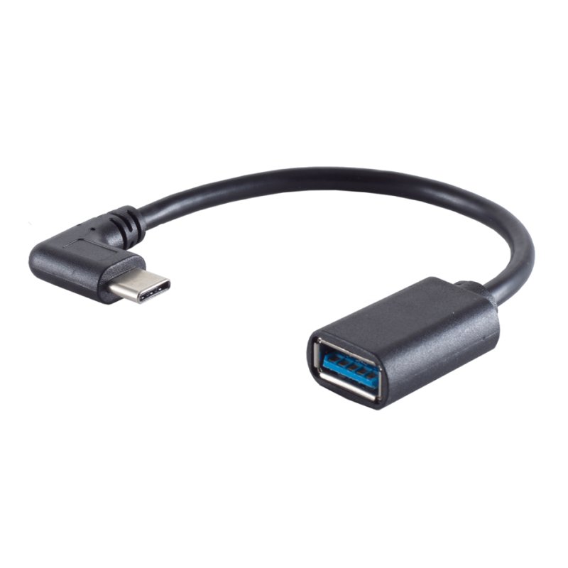 shiverpeaks USB 3.0 adapter USB-C to USB-A, black, angled, 5 Gbit/s, 100 mm