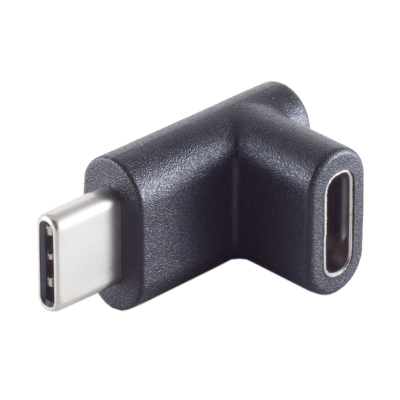 shiverpeaks USB 3.1 adapter C plug to C socket, black, 90-degree angled