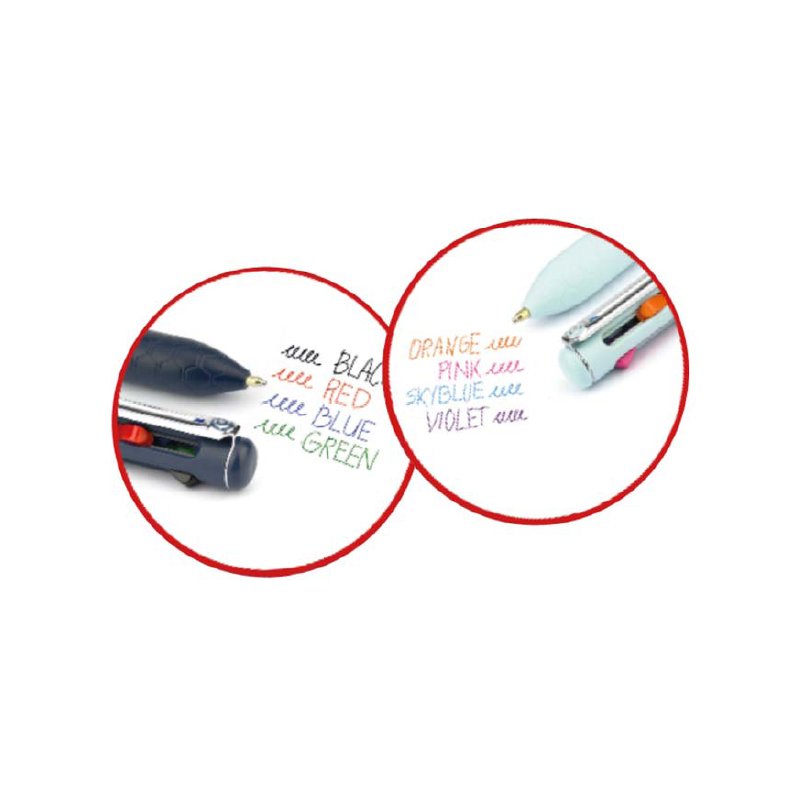 Pentel Stylo 4 couleurs iZee, rechargeable, blanc, 0,5 mm