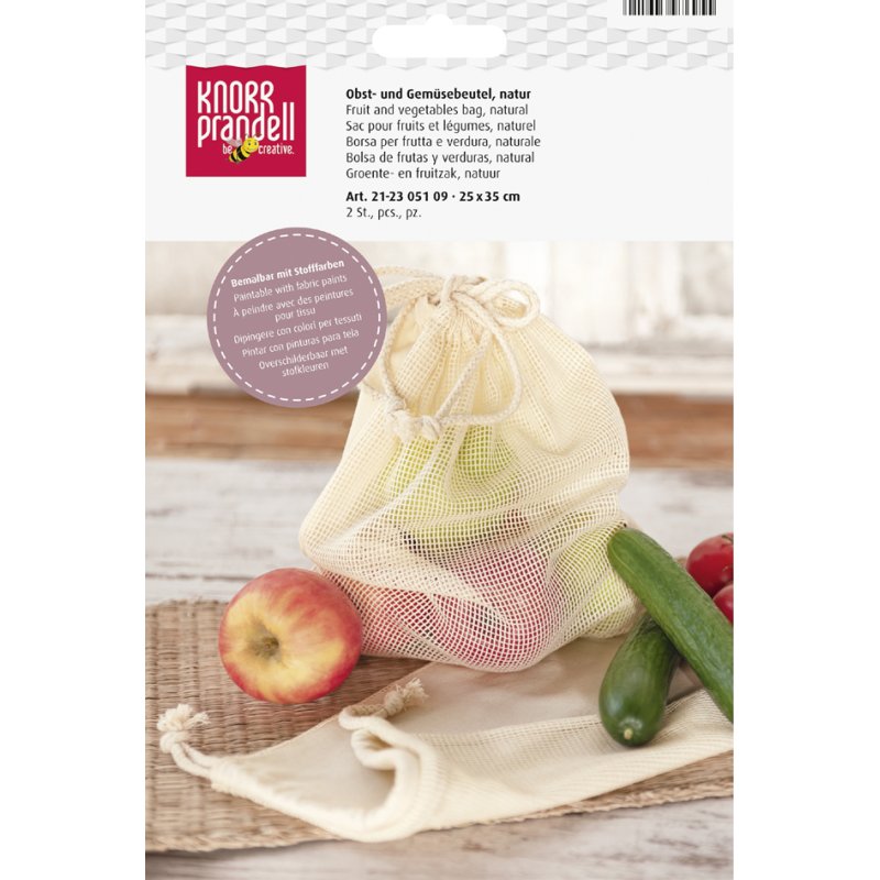 KNORR prandell katoenen groente- en fruitzak, naturel, 250×350 mm, 100% katoen
