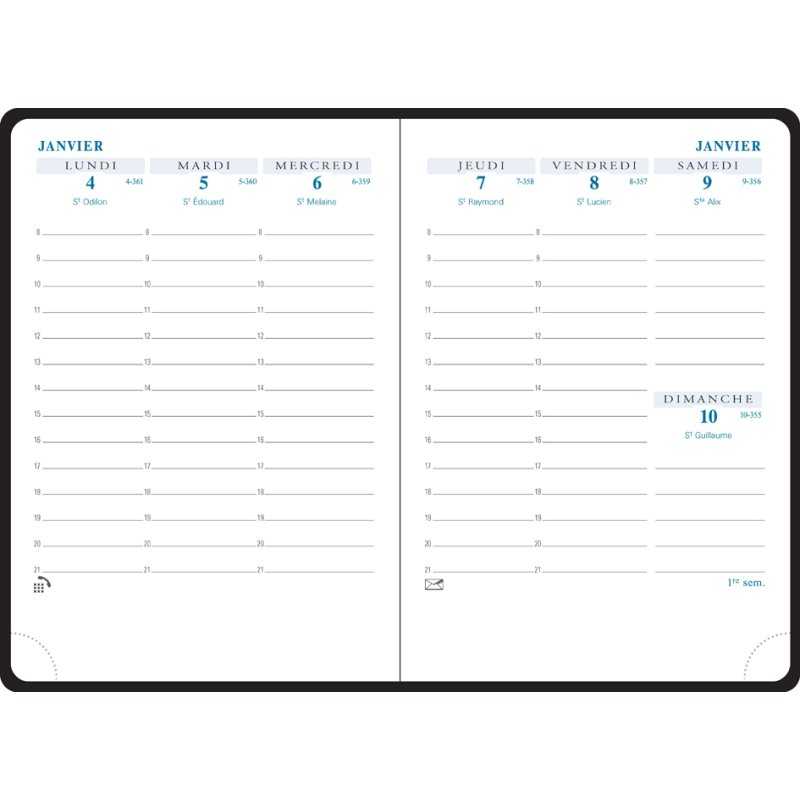 EXACOMPTA agenda de poche SAS 13, 2025/2026, noir, 90×130 mm
