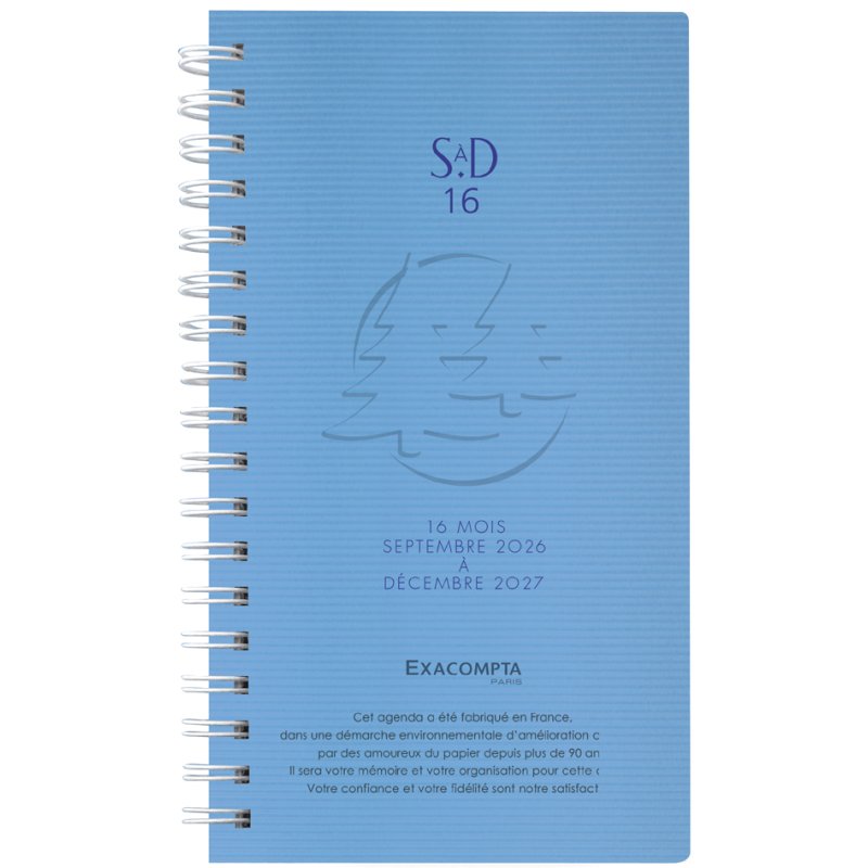 EXACOMPTA diary 2026/2027, 16 months, spiral, 90×160 mm