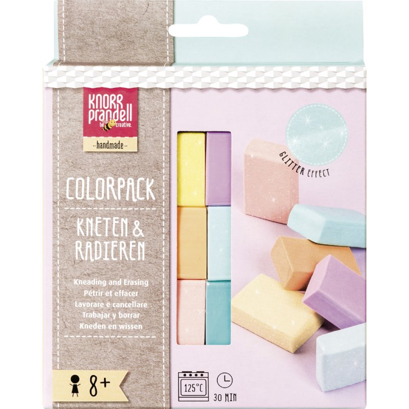 KNORR prandell set de pâte à modeler & gommes, pastel, durcissant au four, 6 x 20 g