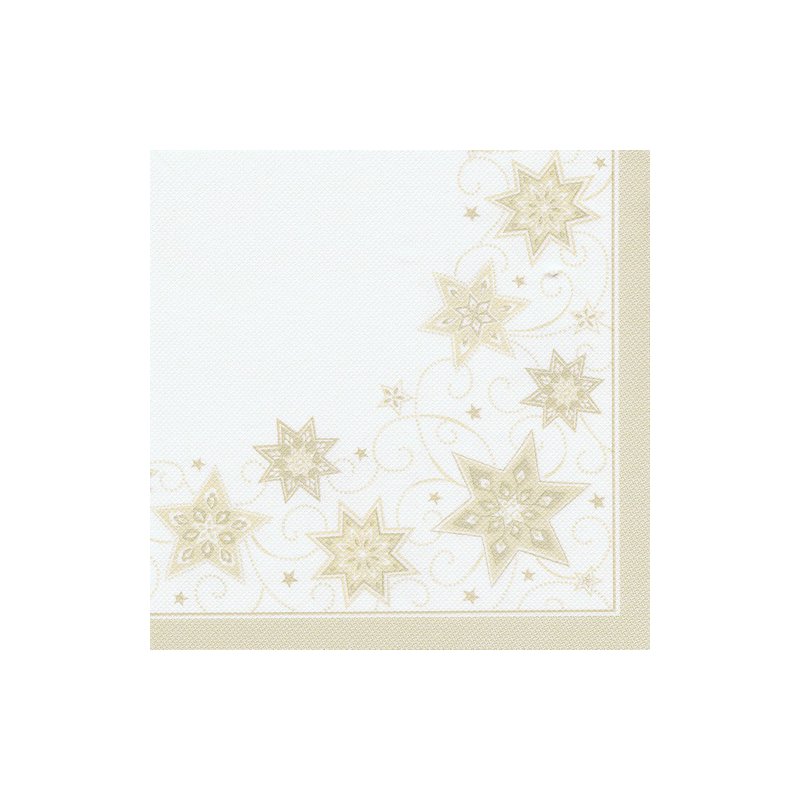 PAPSTAR serviettes motif étoiles, couleur champagne, 400×400 mm, 20 pièces