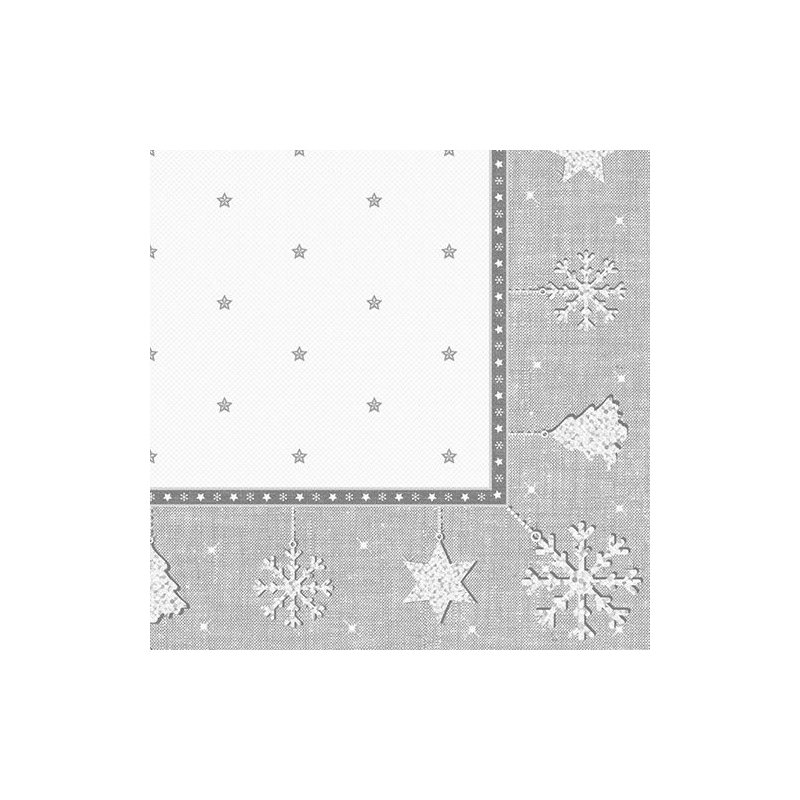 PAPSTAR serviettes motif Noël X-Mas, couleur argent, 400×400 mm, 50 pièces