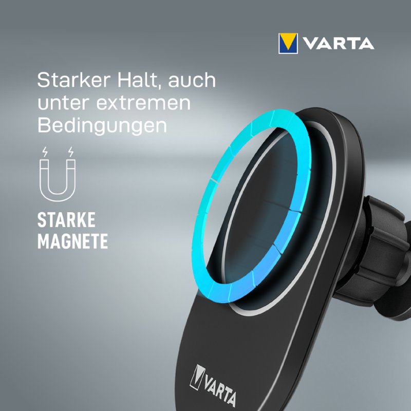 VARTA Mag Pro draadloze autolader, magnetische houder, zwart, 15 watt