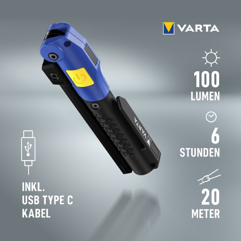 VARTA zaklamp Work Flex, oplaadbaar, 3 lichtbronnen, magneet