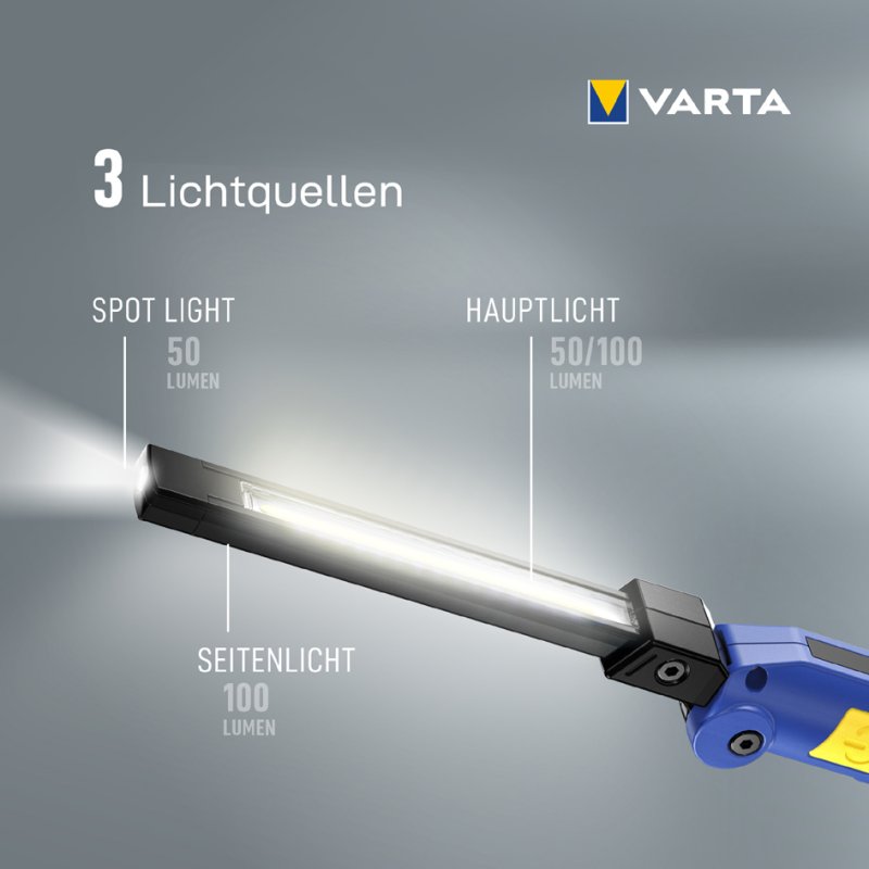 VARTA zaklamp Work Flex, oplaadbaar, 3 lichtbronnen, magneet
