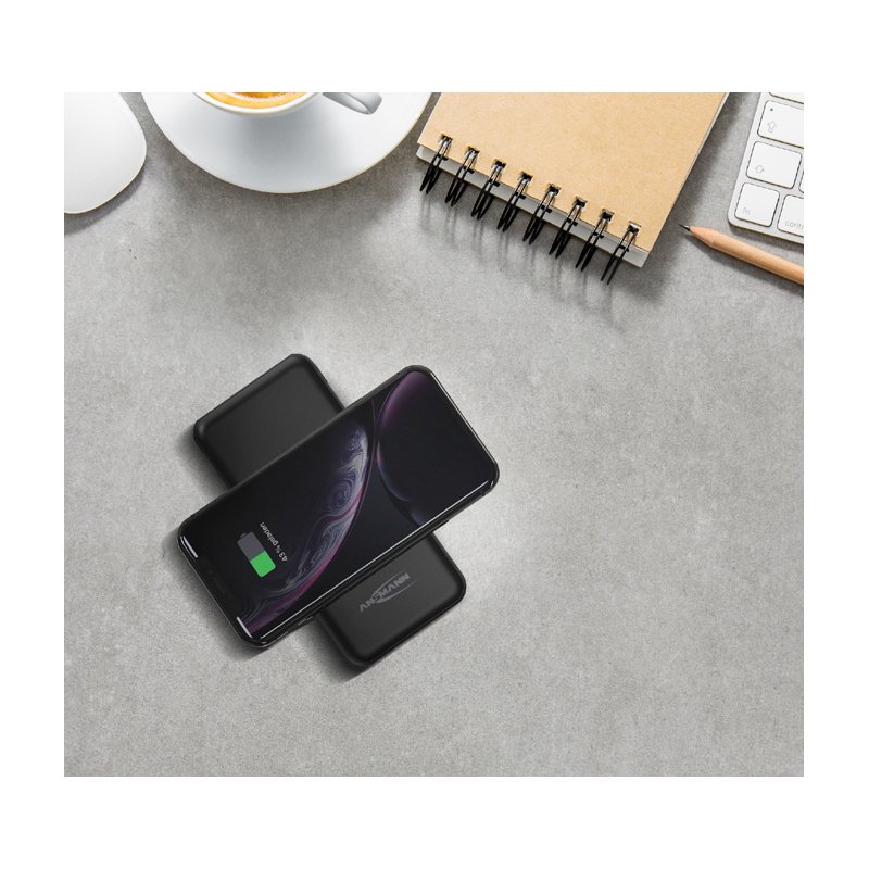ANSMANN powerbank PB218, draadloos, zwart, 10.000 mAh