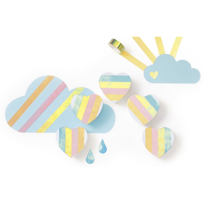 folia decoratietape Magic Rainbow met dispenser, iriserende kleuren, 6 rollen 12 mm × 2 m