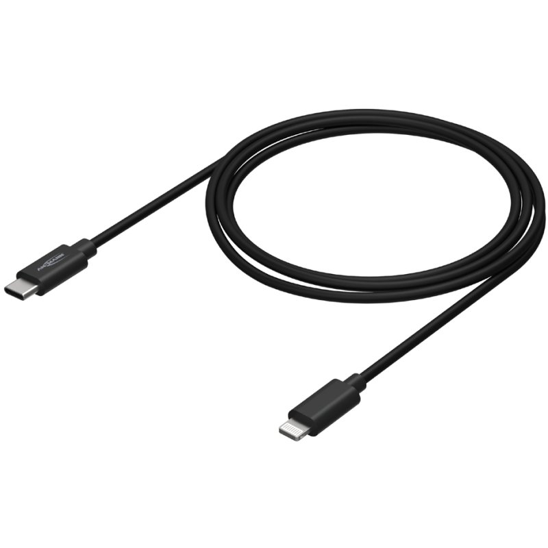 ANSMANN USB-C naar Lightning kabel, zwart, 2 meter, 60 Watt