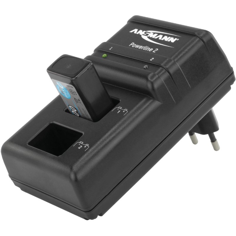 ANSMANN Powerline 2 intelligente lader, 9V E-blok batterijen, zwart