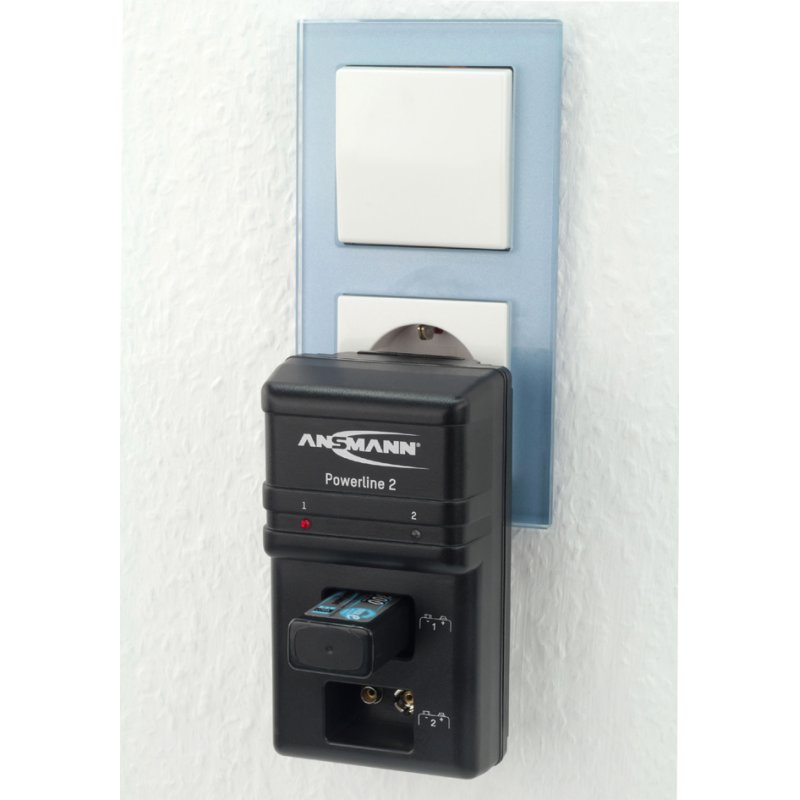 ANSMANN Powerline 2 intelligente lader, 9V E-blok batterijen, zwart
