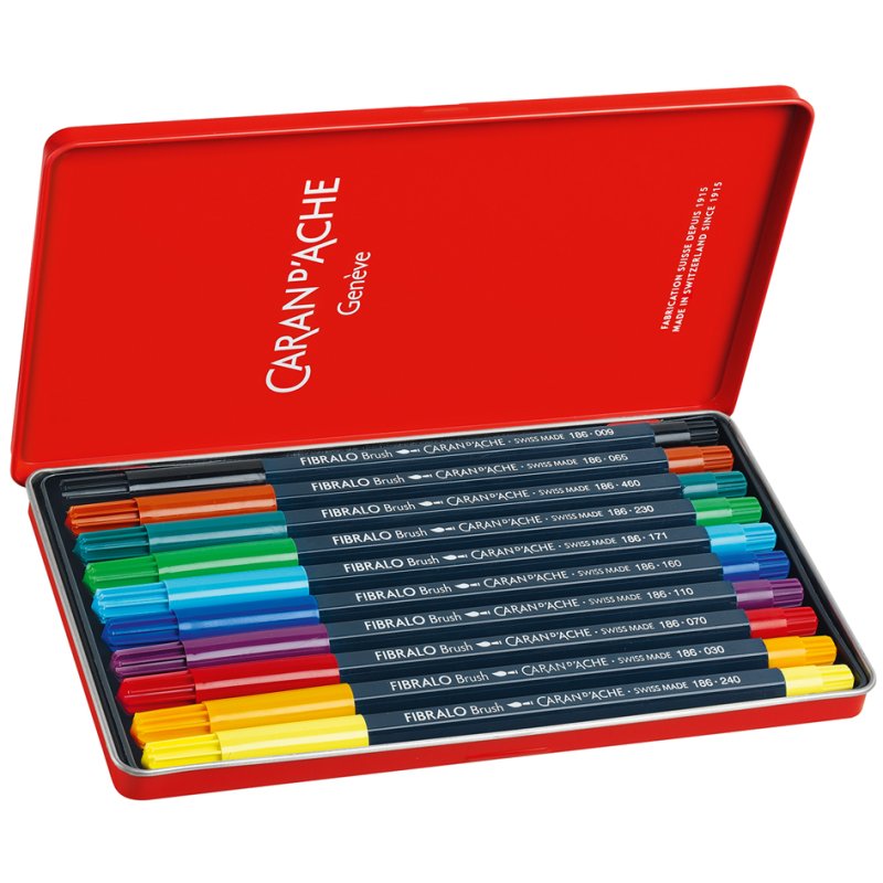 CARAN D'ACHE Fibralo Brush felt-tip pens, brush tip, water-based, 15 pcs