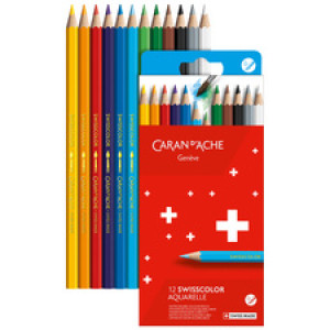 CARAN D'ACHE Aquarelkleurpotloden SWISSCOLOR, wateroplosbaar, 18 stuks