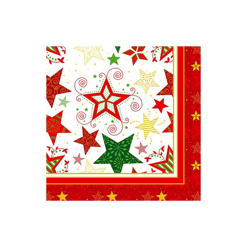 PAPSTAR serviettes motif Étoile de Noël, blanc, 400×400 mm, 20 pièces