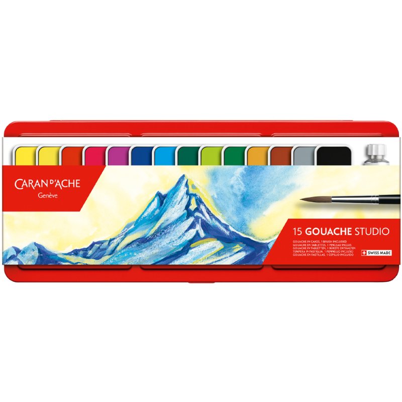 CARAN D'ACHE gouache studio set, 15 pièces, étui métallique