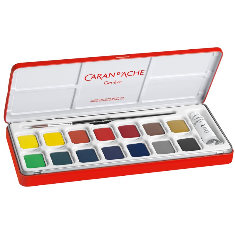 CARAN D'ACHE gouache studio set, 15 pièces, étui métallique