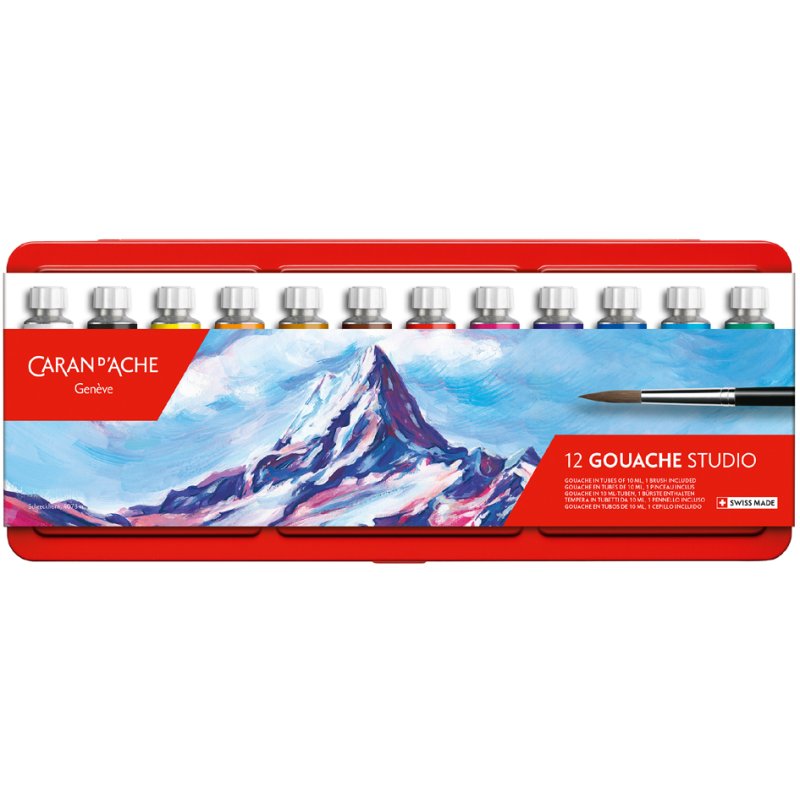 CARAN D'ACHE Gouache Studio verftubes, 8-delig, 10 ml, met penseel