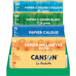 CANSON tekenpapier Les incontournables, 40 vel, verschillende soorten, display
