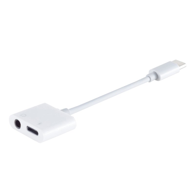 shiverpeaks USB-C to 3.5 mm jack adapter, white, with charging port, 0.07 m