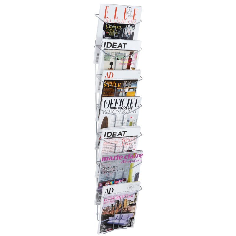 ALBA porte-document mural, 7 compartiments, métal fil, gris