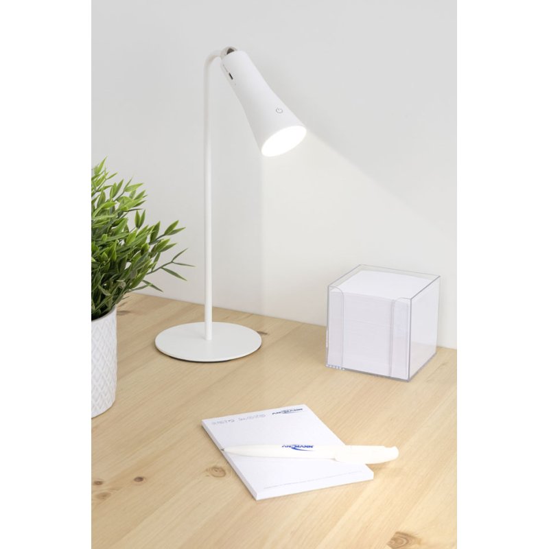 ANSMANN 3-in-1 LED-bureaulamp, oplaadbaar, dimbaar, wit