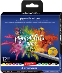 STAEDTLER brushpennen Basic Colours, permanente inkt, 12 stuks
