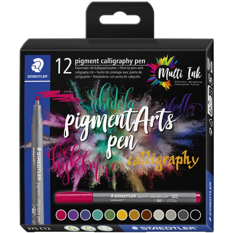STAEDTLER marqueur calligraphie pointe fine, 2 mm, permanent, 12 pièces